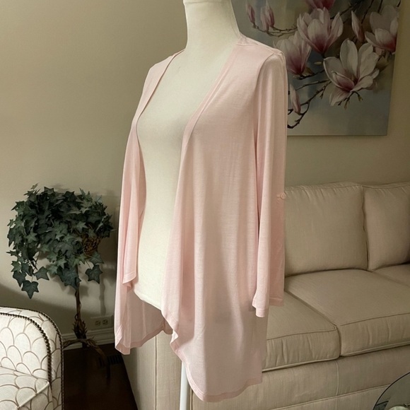 Coldwater Creek Open Waterfall Button Roll Tab Cardigan Pale Pink Size S (6-8) - Picture 12 of 15